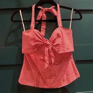 Red & white gingham pinup inspired halter top